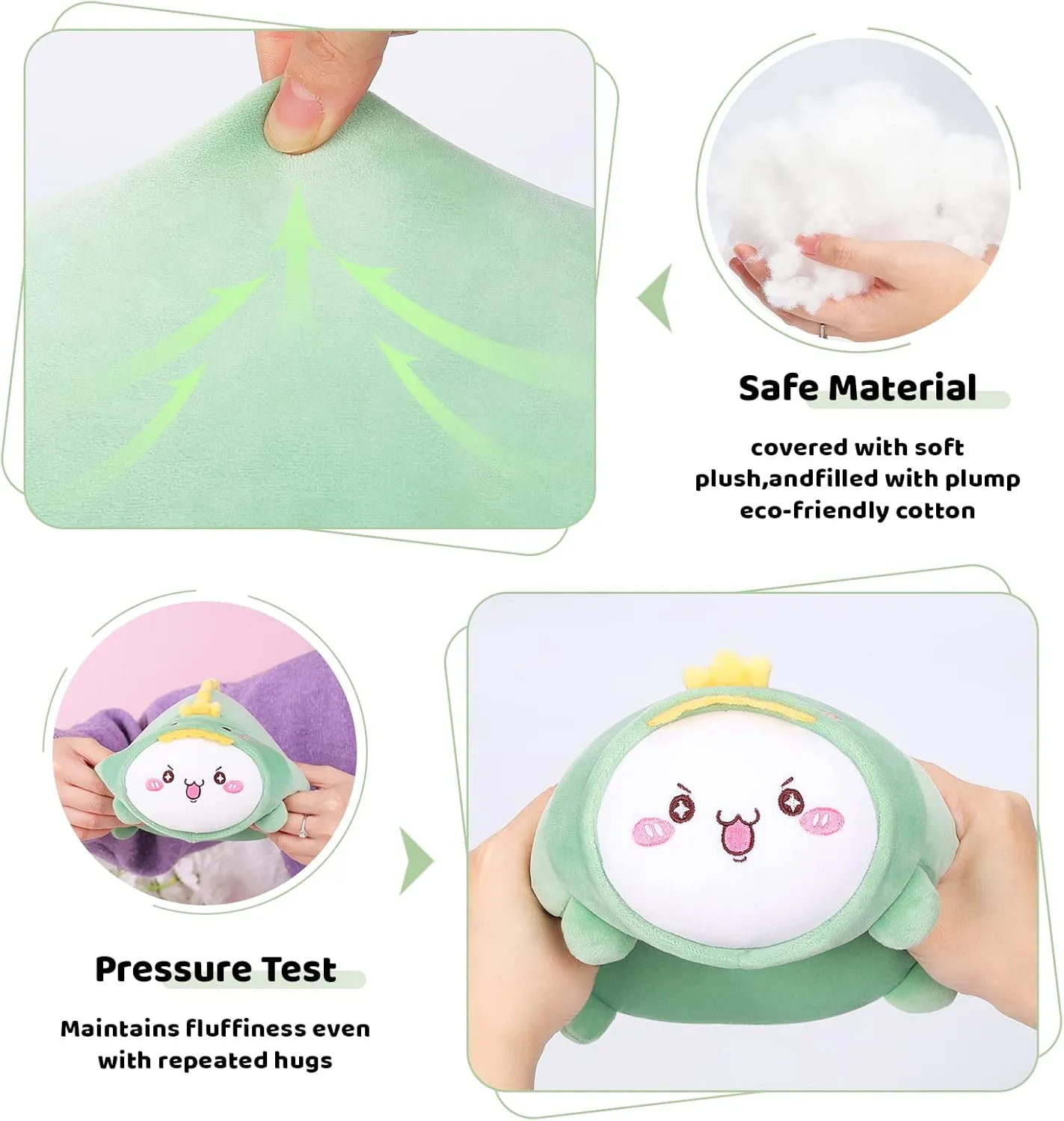 AIXINI Cute Cat Dinosaur Plush Pillow 15.7” Kitten Dino Stuffed Animal, Soft Kawaii Cat Plushie with Dinosaur Outfit Costume, Hugging Plush Pillow Toy Gifts