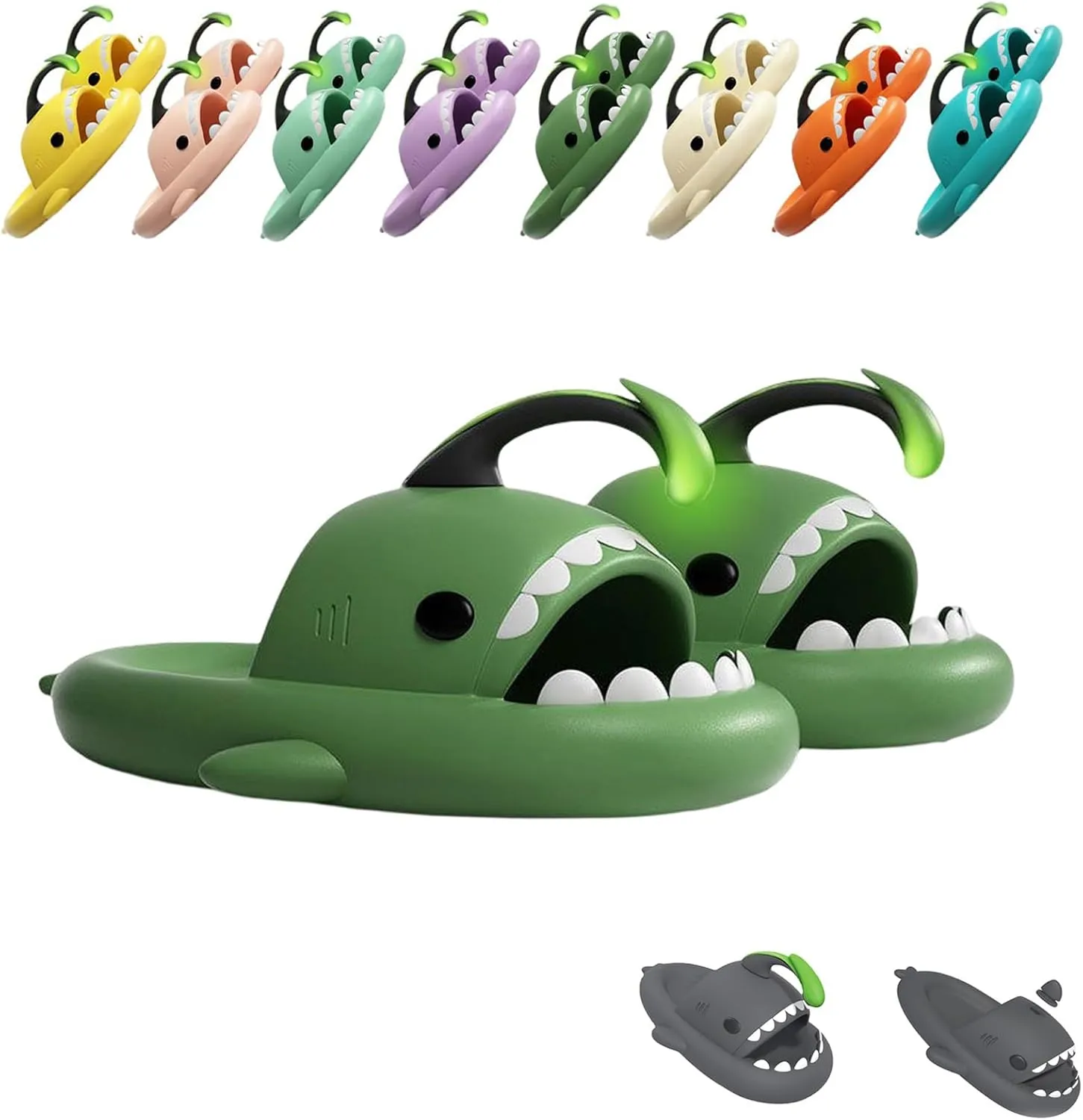 Angler Fish Slides - Shark Slippers,Glow in the Dark,Silent and Anti-slippery,Soft,Comfy