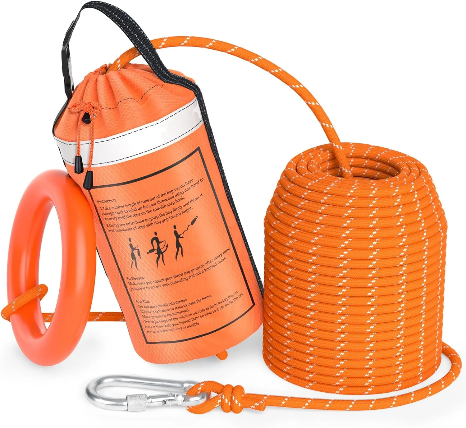 AnKun Water Rescue Throw Bag with 50/70/98FT Length of Rope in 3/10In Tensile Strength Rated to 2000lbs, Emergency Rescue Rope for Kayaking, Boating, Fishing, Rafting, High Visibility Safety Equipment