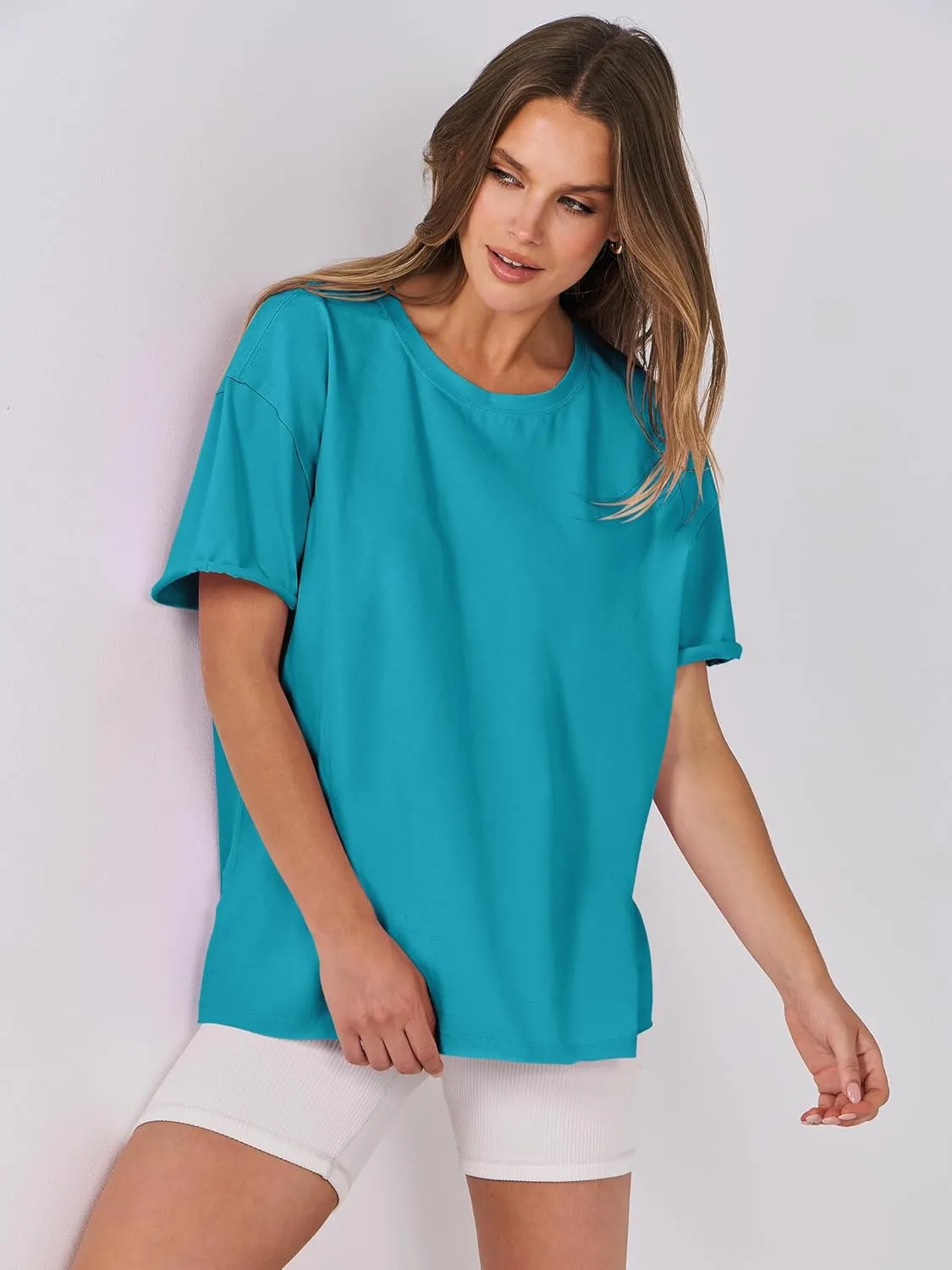 ANRABESS Womens Tops Oversized T Shirts Loose Fit Short Sleeve Crewneck Summer Casual 2025 Trendy Boxy Tee Blouse