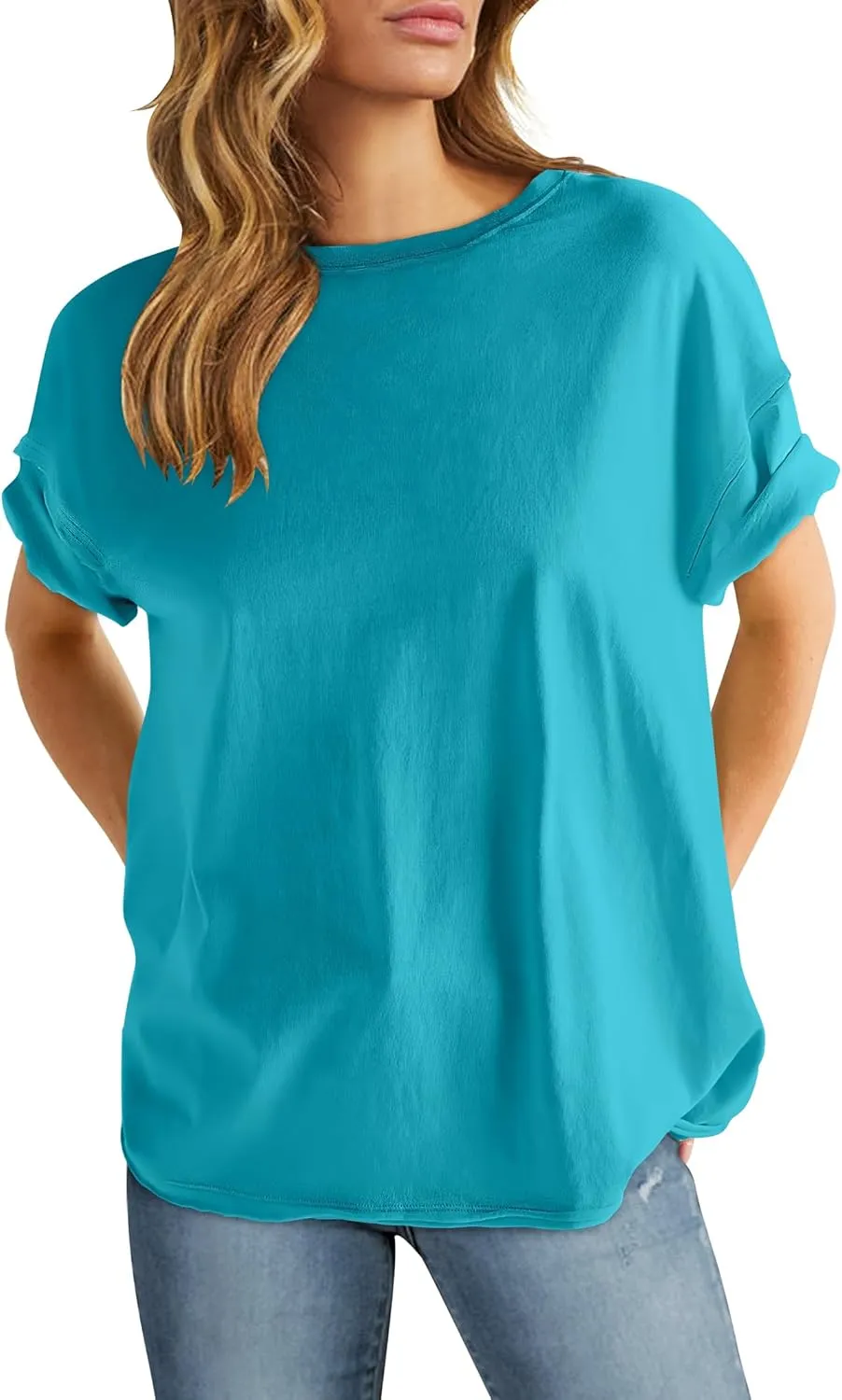 ANRABESS Womens Tops Oversized T Shirts Loose Fit Short Sleeve Crewneck Summer Casual 2025 Trendy Boxy Tee Blouse