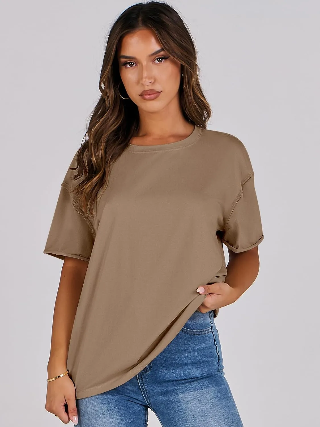 ANRABESS Womens Tops Oversized T Shirts Loose Fit Short Sleeve Crewneck Summer Casual 2025 Trendy Boxy Tee Blouse