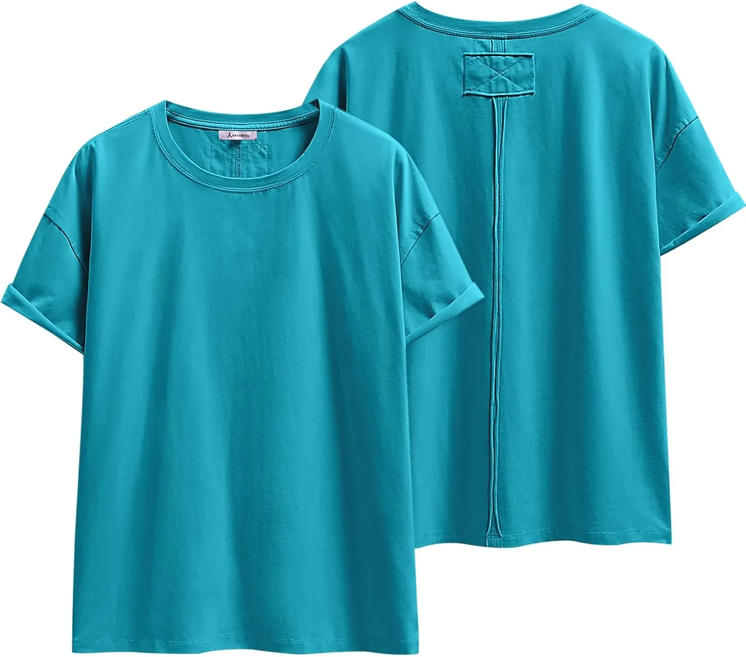 ANRABESS Womens Tops Oversized T Shirts Loose Fit Short Sleeve Crewneck Summer Casual 2025 Trendy Boxy Tee Blouse