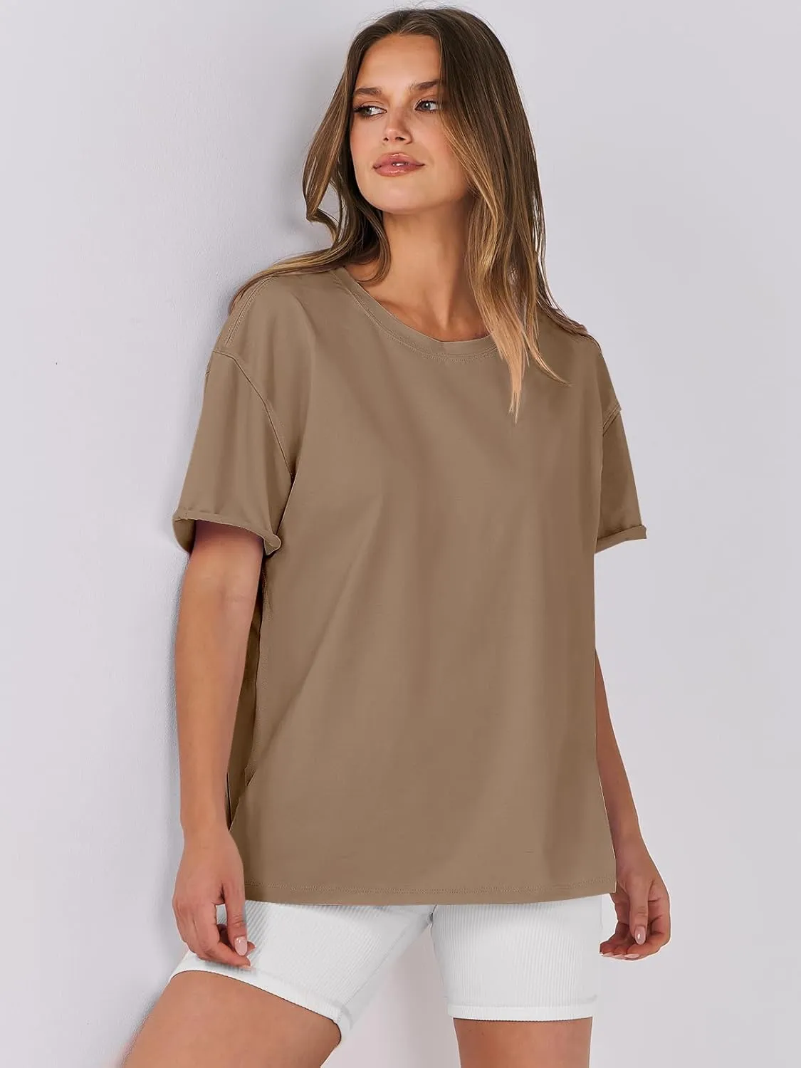 ANRABESS Womens Tops Oversized T Shirts Loose Fit Short Sleeve Crewneck Summer Casual 2025 Trendy Boxy Tee Blouse