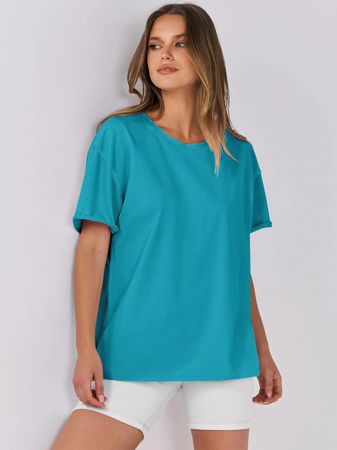 ANRABESS Womens Tops Oversized T Shirts Loose Fit Short Sleeve Crewneck Summer Casual 2025 Trendy Boxy Tee Blouse