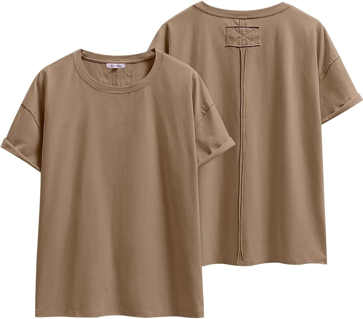 ANRABESS Womens Tops Oversized T Shirts Loose Fit Short Sleeve Crewneck Summer Casual 2025 Trendy Boxy Tee Blouse