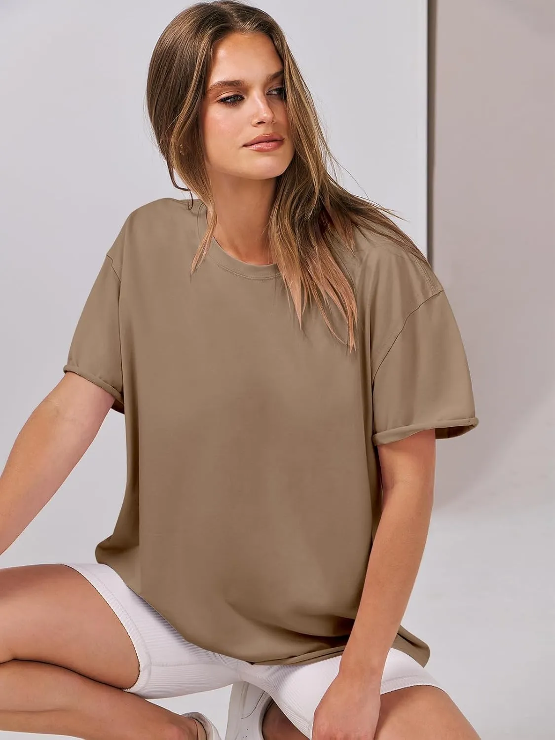 ANRABESS Womens Tops Oversized T Shirts Loose Fit Short Sleeve Crewneck Summer Casual 2025 Trendy Boxy Tee Blouse