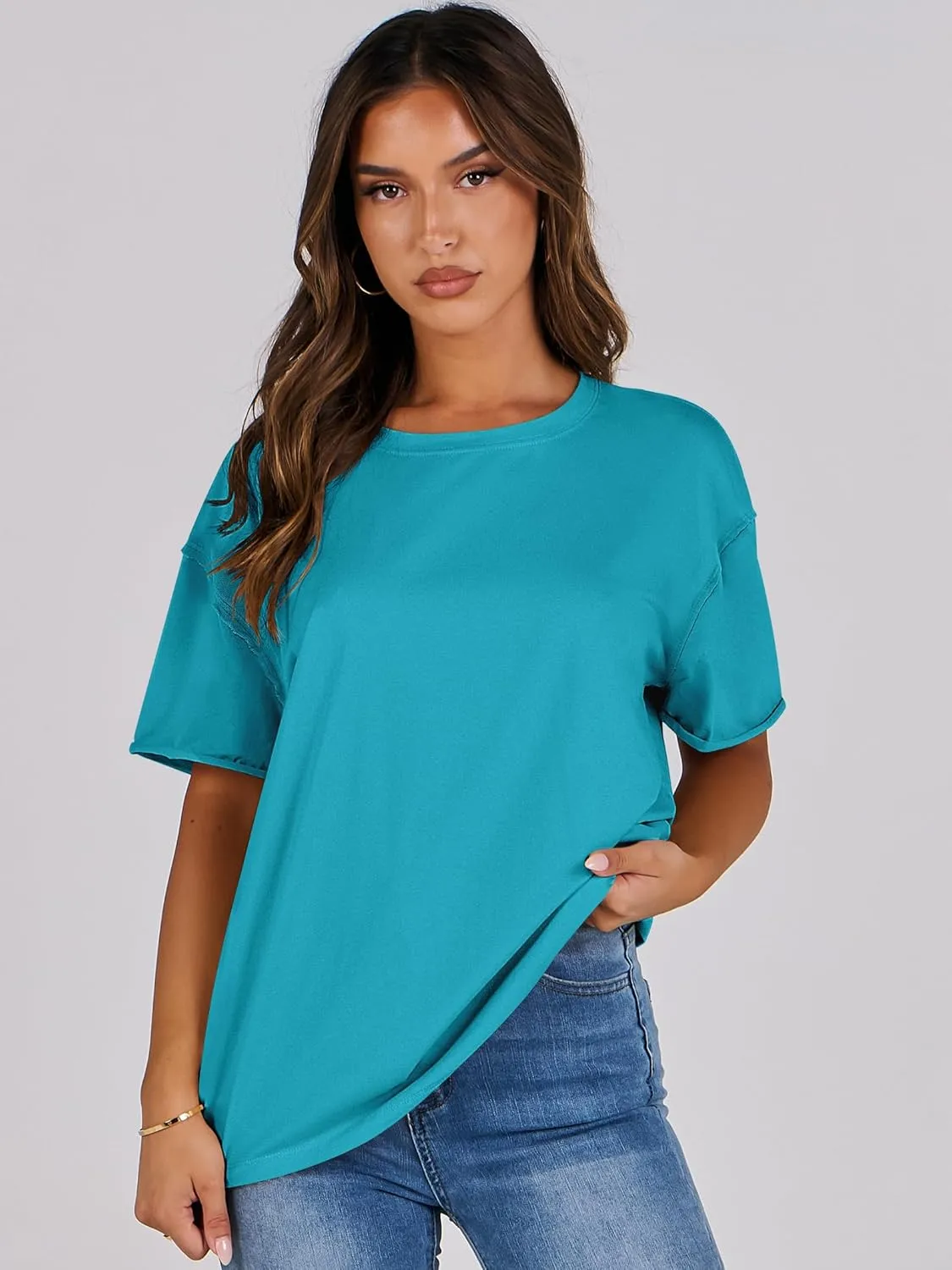 ANRABESS Womens Tops Oversized T Shirts Loose Fit Short Sleeve Crewneck Summer Casual 2025 Trendy Boxy Tee Blouse