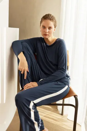 Anya Bamboo Sporty PJ Set - Navy