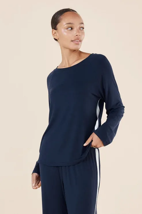 Anya Bamboo Sporty PJ Set - Navy