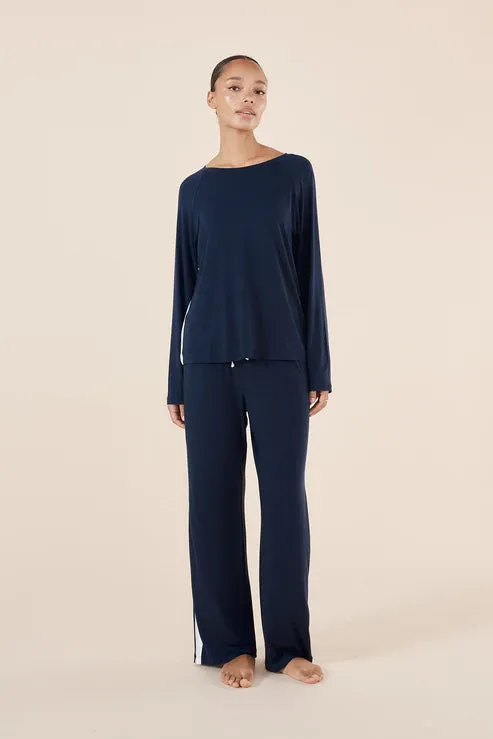 Anya Bamboo Sporty PJ Set - Navy