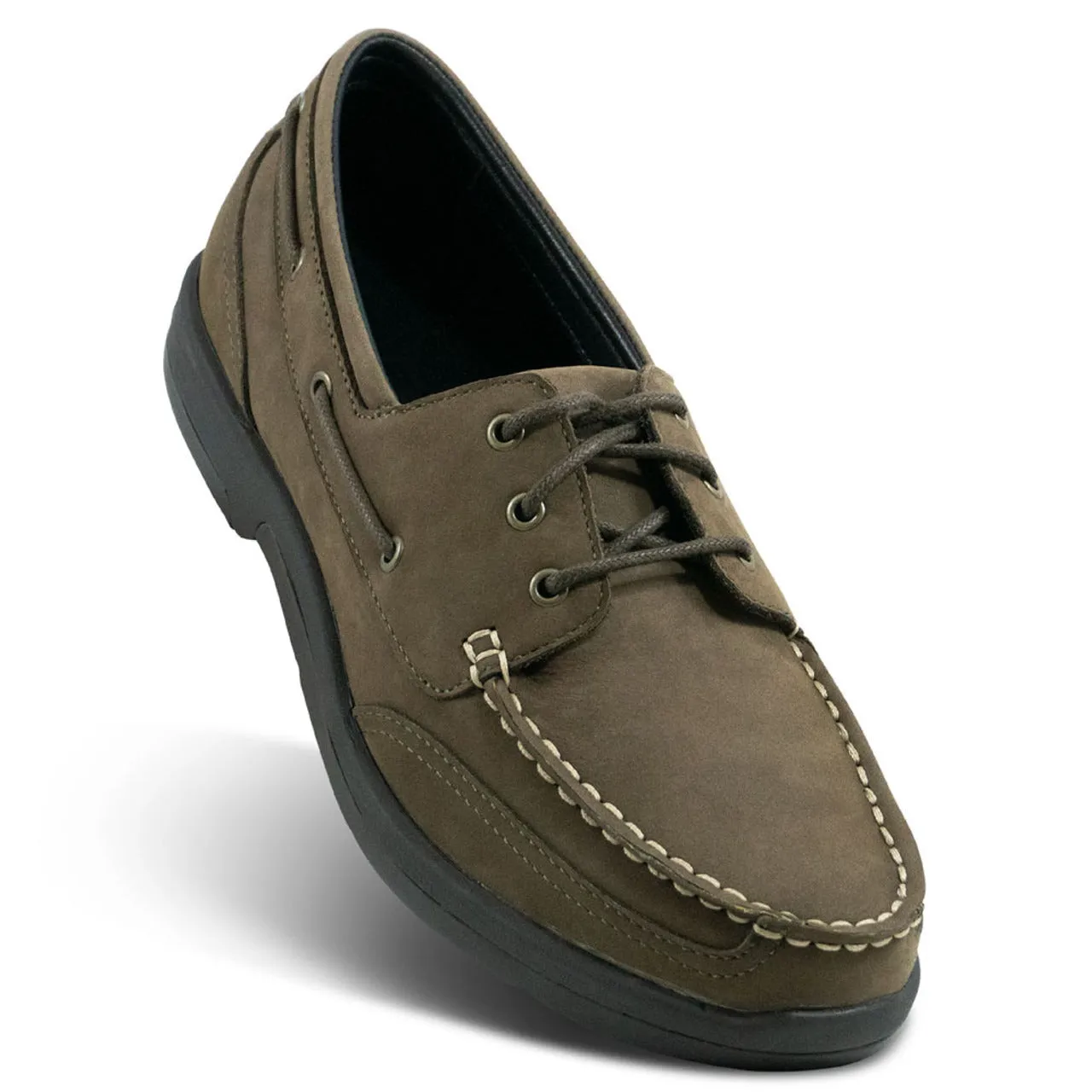 Apexfoot Men's Orthopedic Boat Shoe - Dark Brown - Wide (2E)