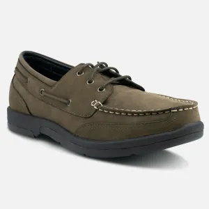 Apexfoot Men's Orthopedic Boat Shoe - Dark Brown - Wide (2E)