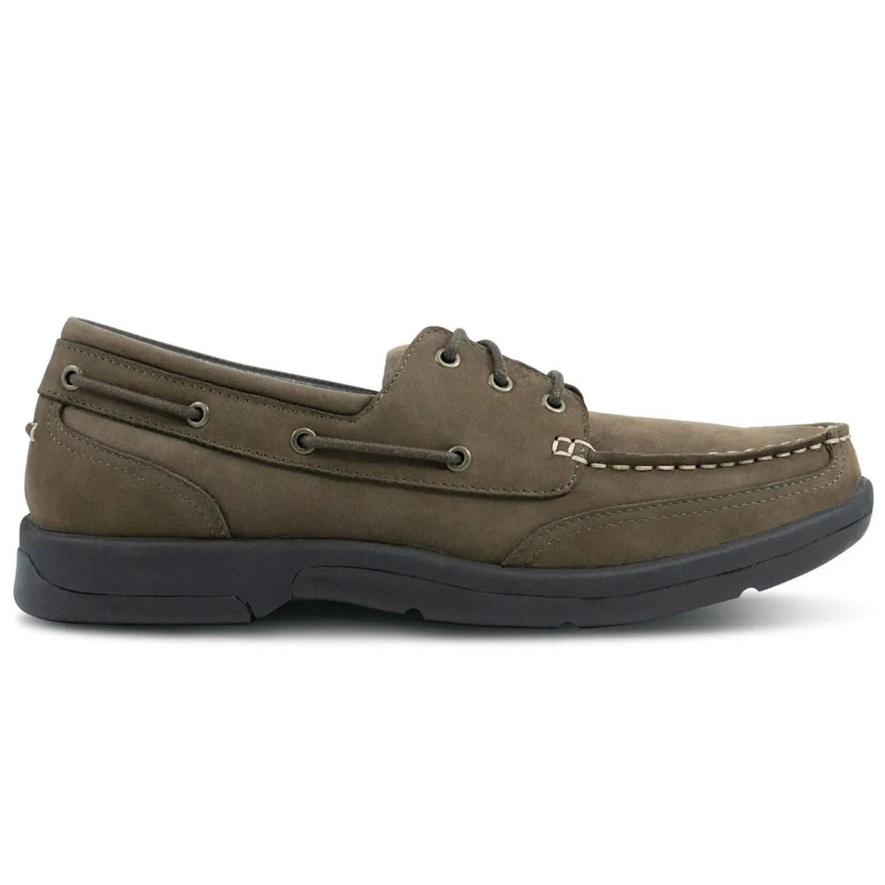 Apexfoot Men's Orthopedic Boat Shoe - Dark Brown - Wide (2E)