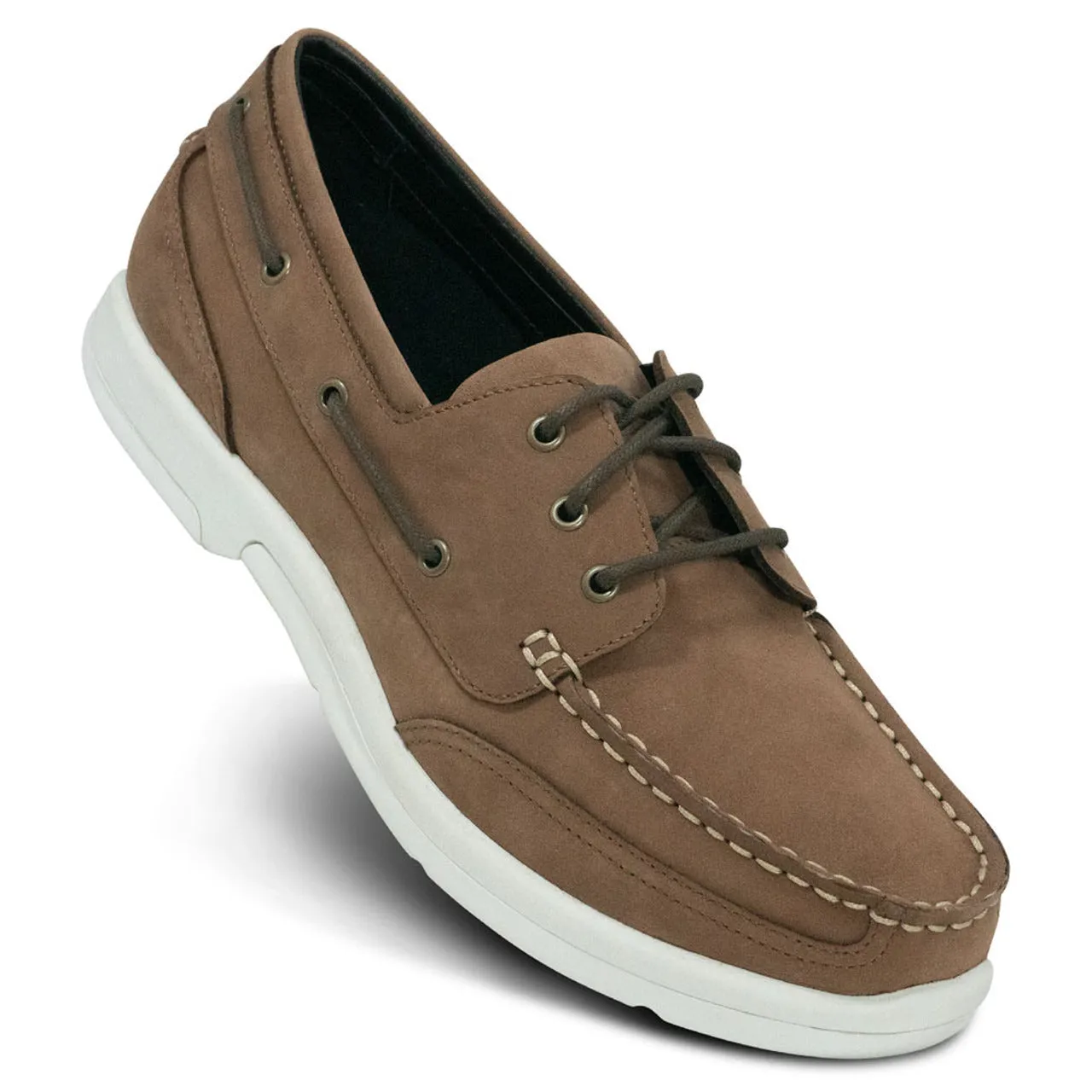 Apexfoot Men's Orthopedic Boat Shoe - Light Brown - Wide (2E)