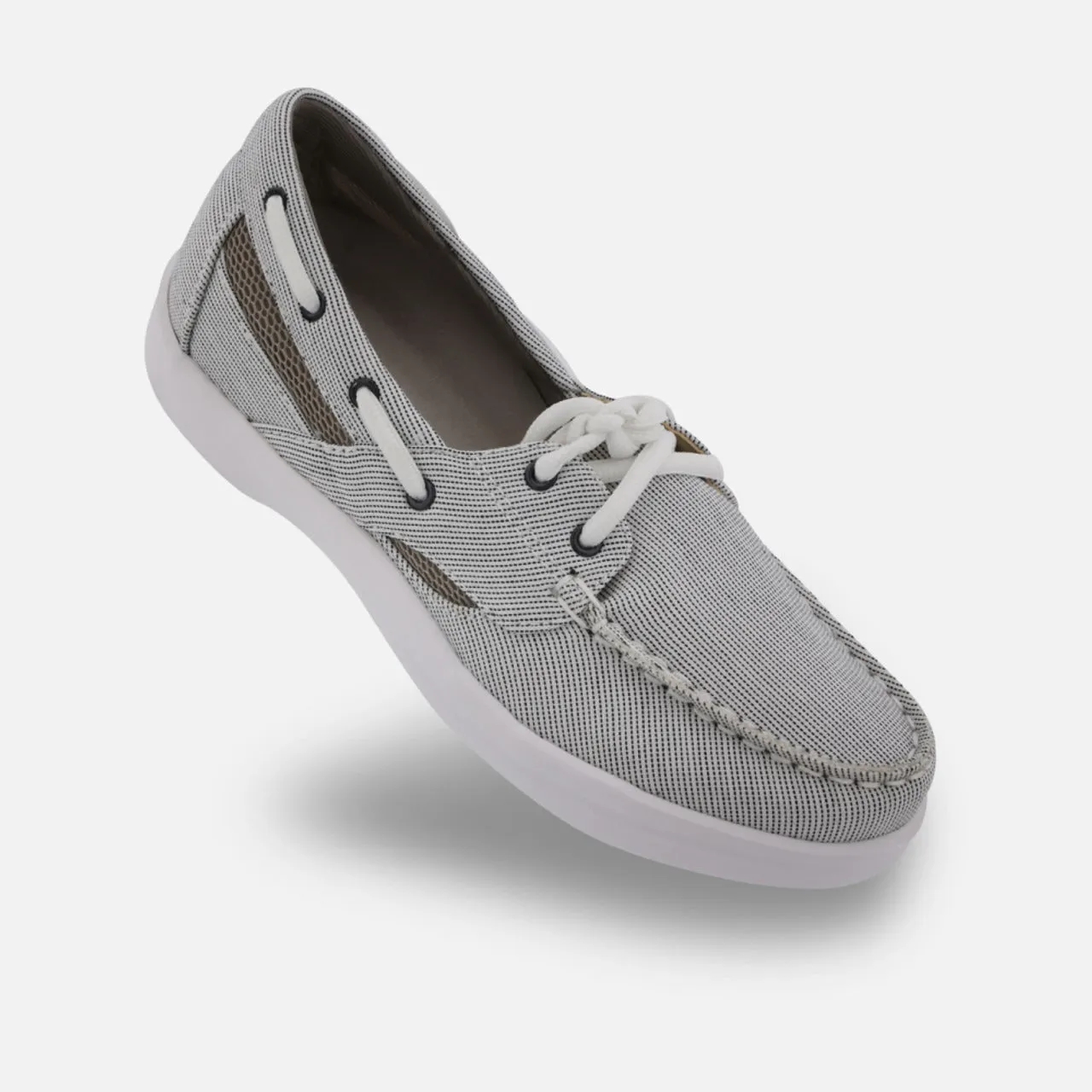 Apexfoot Women's Boat Shoe Petals Sydney - Gray - Medium (B)