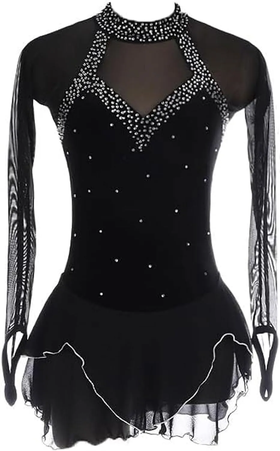 Artistic Ice Skate Competition Dress for Girls Figure Skating Leotard Costume Crystal Ballet Gymnastics Skirt
