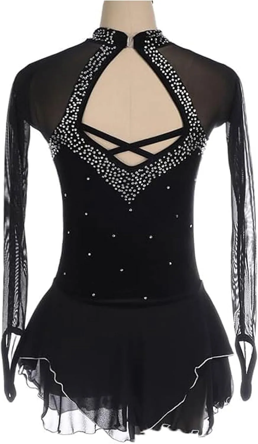 Artistic Ice Skate Competition Dress for Girls Figure Skating Leotard Costume Crystal Ballet Gymnastics Skirt