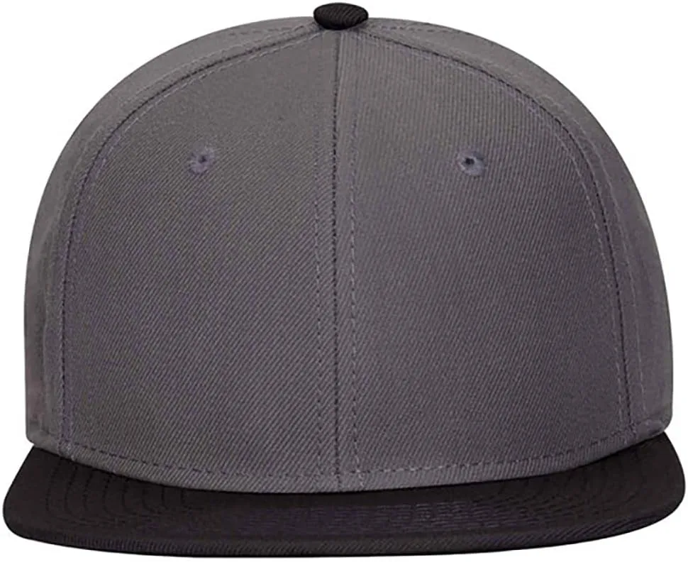 Ashen Fane Wool Blend 6 Panel Snapback Flat Bill Two Tone Hat