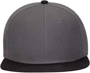 Ashen Fane Wool Blend 6 Panel Snapback Flat Bill Two Tone Hat