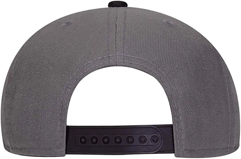 Ashen Fane Wool Blend 6 Panel Snapback Flat Bill Two Tone Hat