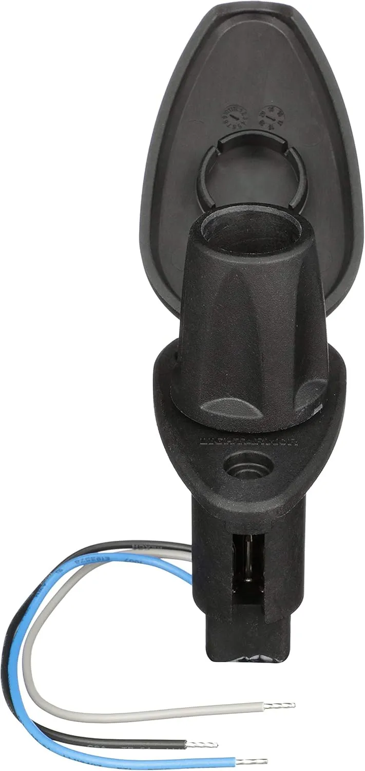Attwood 910T3PB-7 LightArmor™ 910R Series Teardrop Plug-in Light Base — for All-Around Pole Light, 3-Pin, Black Composite Cover