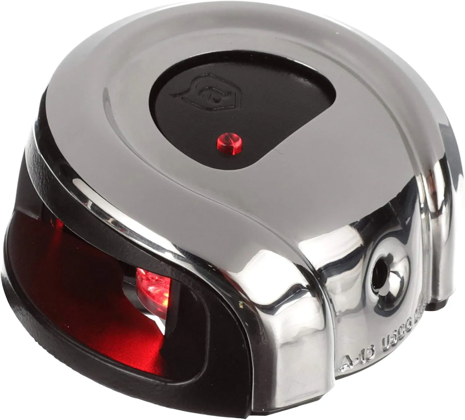 Attwood NV2012SSR-7 LightArmor 2-Mile Navigation Deck Mount Sidelight, Red LED Lighting, Round Stainless Housing