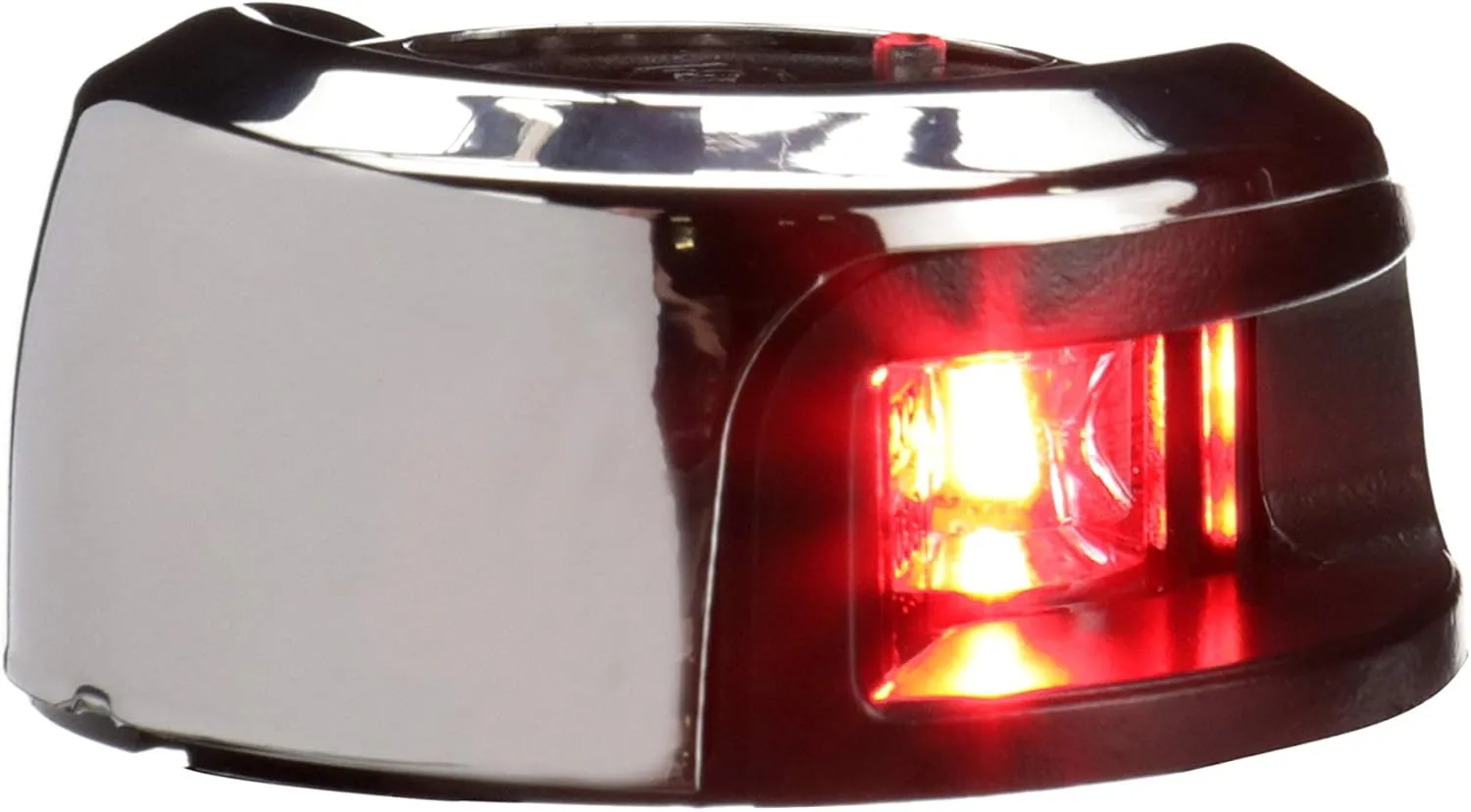 Attwood NV2012SSR-7 LightArmor 2-Mile Navigation Deck Mount Sidelight, Red LED Lighting, Round Stainless Housing