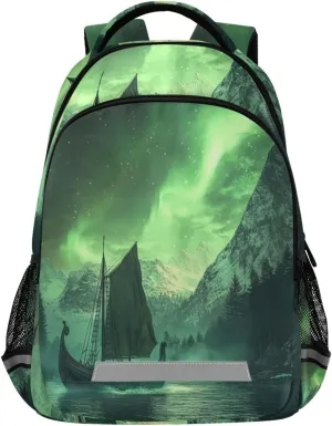 Aurora Boat Ship Lake View Backpack 3rd 4th 5th Grade School Bookbag Travel Laptop Daypack Bag for Boys Girls