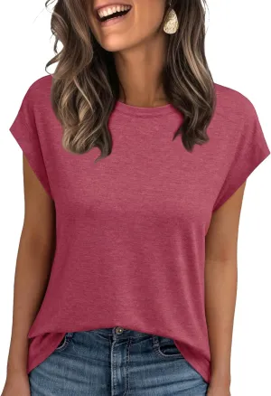 AUTOMET Womens Cap Sleeve Summer Tops Business Casual T Shirts Dressy Spring Fashion Outfits Cute Trendy Clothes 2025
