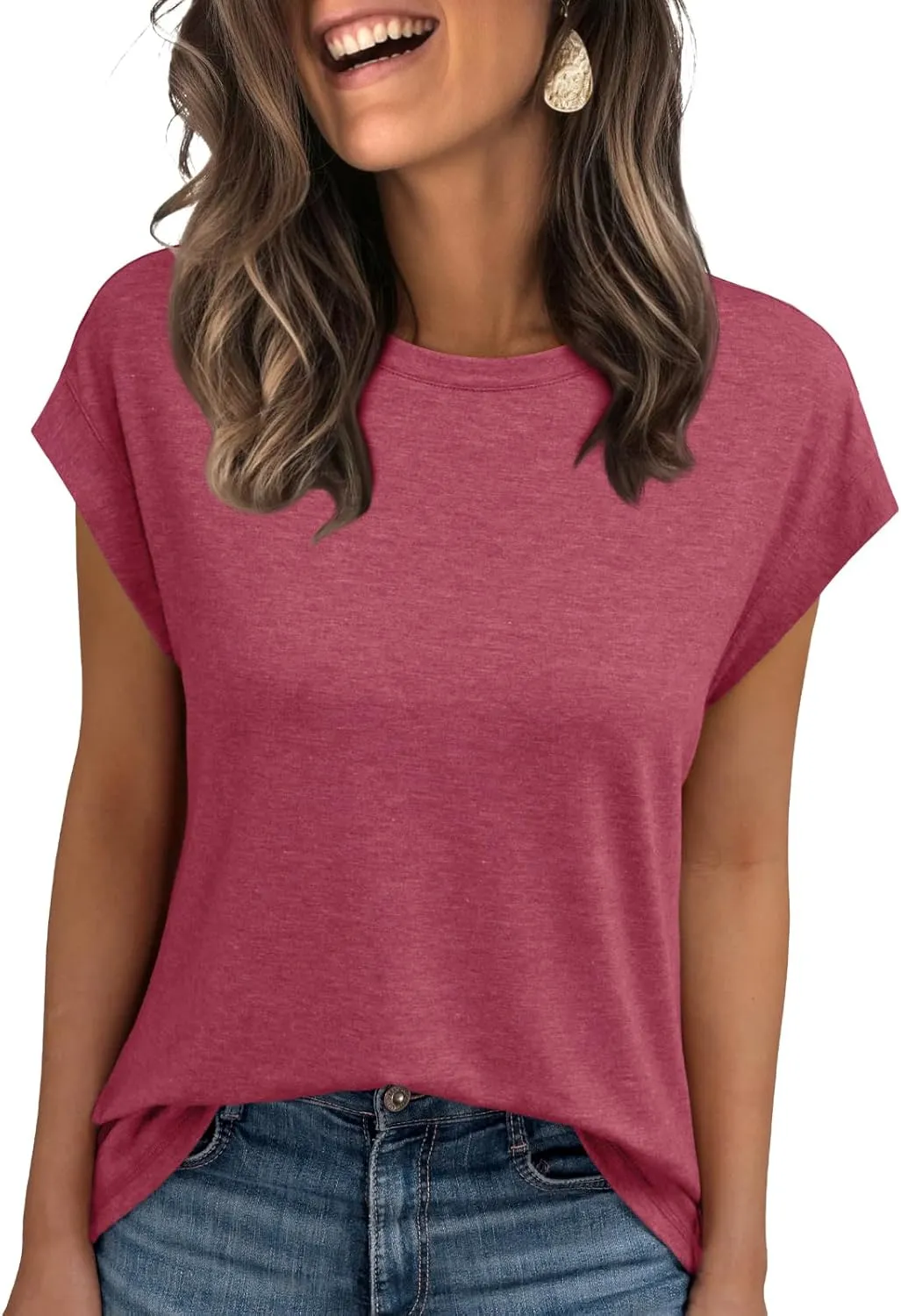 AUTOMET Womens Cap Sleeve Summer Tops Business Casual T Shirts Dressy Spring Fashion Outfits Cute Trendy Clothes 2025