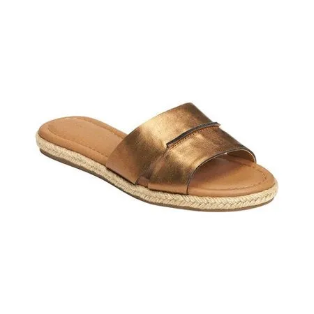 Back Slip Aerosoles Sandal Slide on Cost-effective Mule Women's All-inclusive selection Bronze Metallic Flat Drop