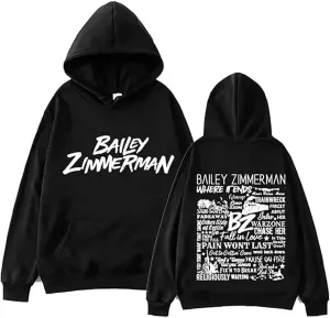 Bailey Zimmerman BZ Printed Hoodie, Long Sleeve Pullover for Fans Casual Comfort Sweatshirts