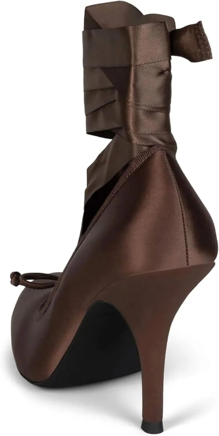 Ballet Heels for Women Elegant Mary Jane Ballet Flats Lace-Up Round Toe with Bow Casual and Stylish Footwear for Everyday Wear