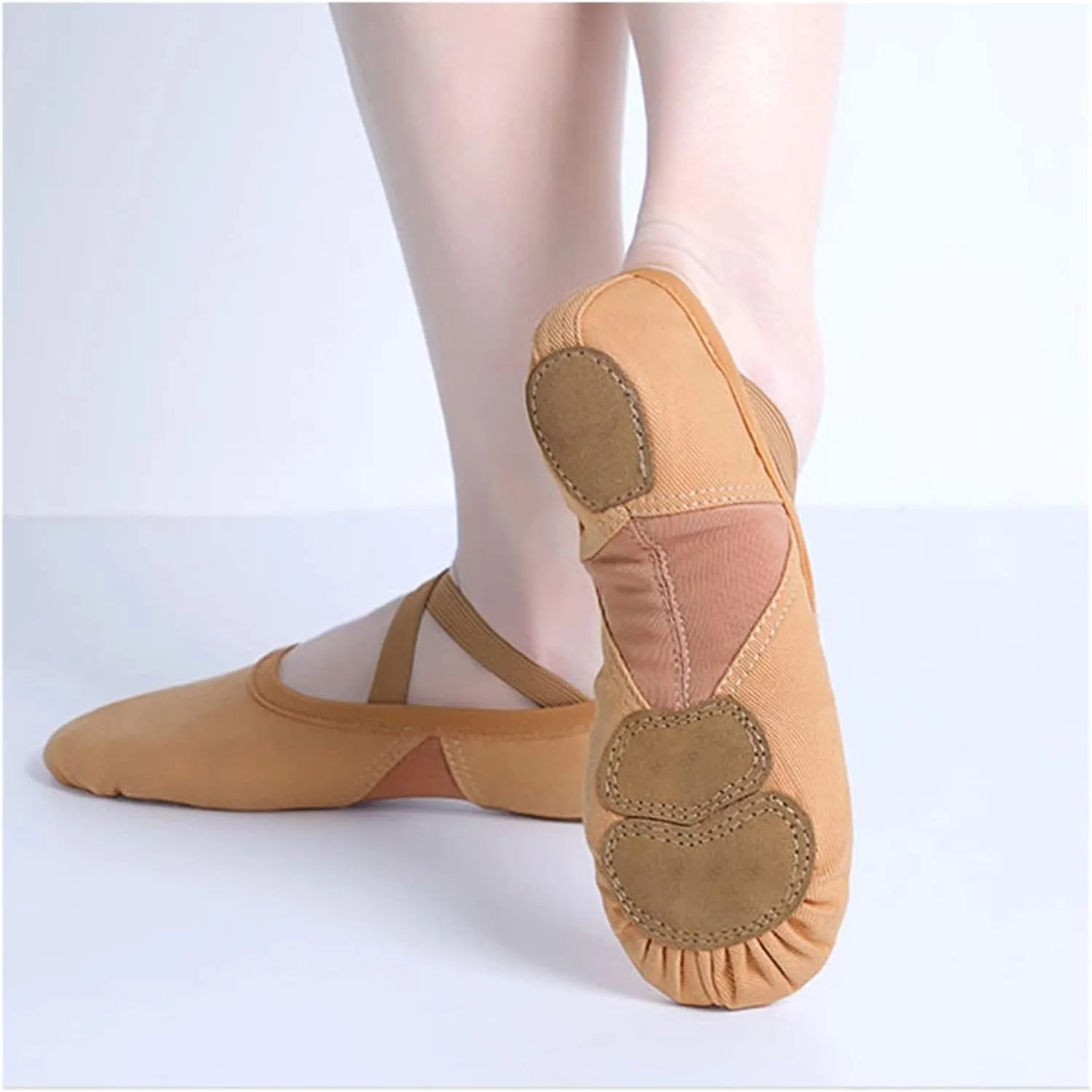 Ballet Shoes Soft Three Split Sole Women Ballerina Dance Shoes Stretch Fabric Mesh Splice Ballet Slippers(38)
