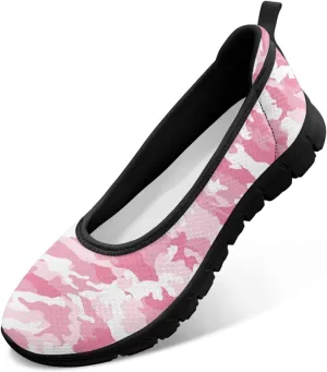 Ballet Style Flats for Ladies Big Girls Women's Slip on Shoes Mesh Walking Flat Shoes Comfort Lightweight Casual Sneakers for Travel Date & Party Gift for Wife Girlfiend Black Sole Size 6-11