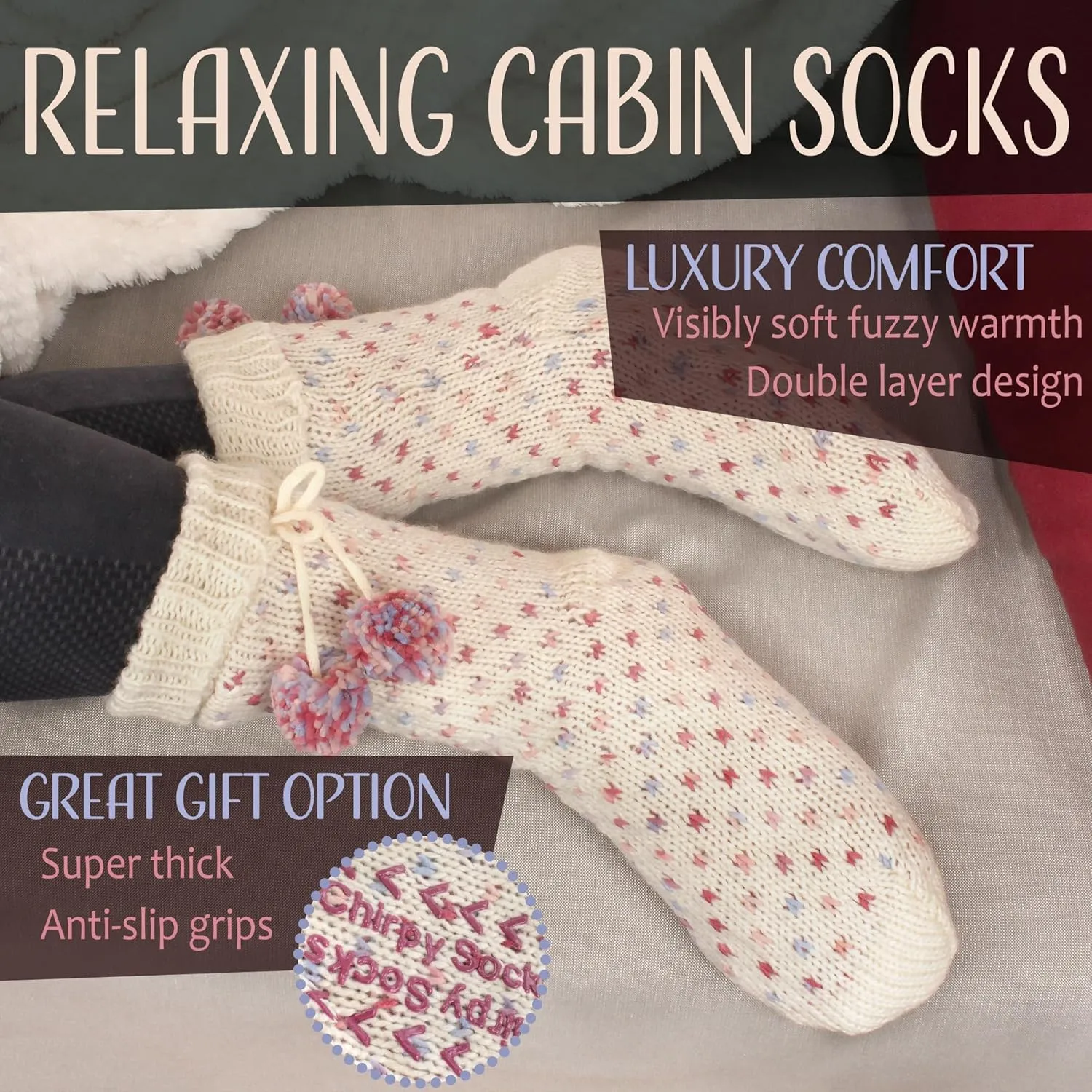 BambooMN Extra Thick Cozy Fuzzy Animal Thermal Cabin Plush Fleece-lined Knitted Crew Socks