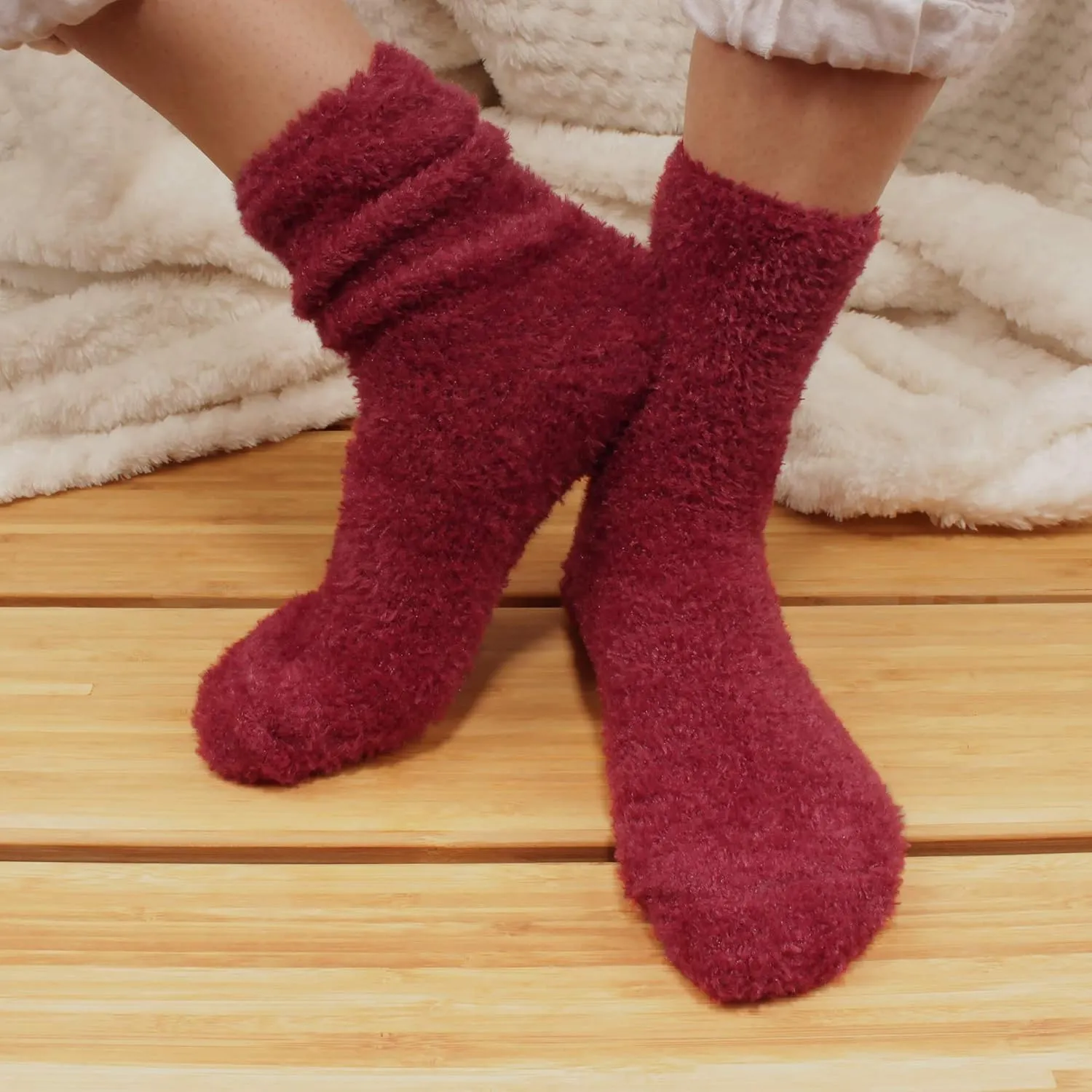 BambooMN Men's Super Comfy Soft Warm Fuzzy Socks - 4 Pair Value Packs