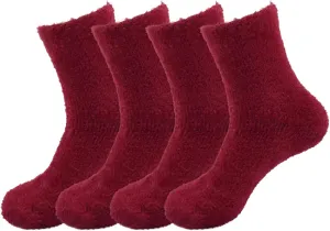 BambooMN Men's Super Comfy Soft Warm Fuzzy Socks - 4 Pair Value Packs