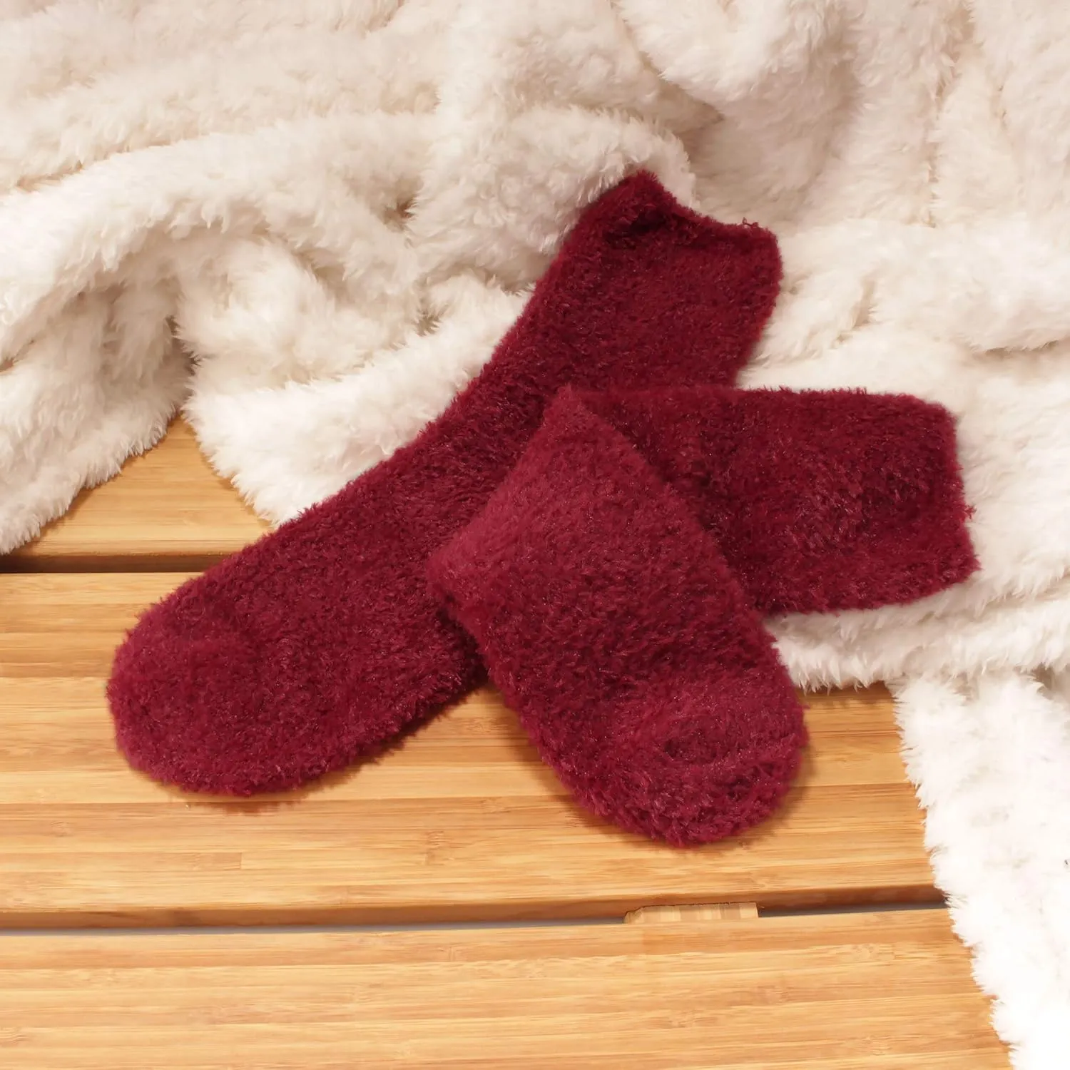 BambooMN Men's Super Comfy Soft Warm Fuzzy Socks - 4 Pair Value Packs