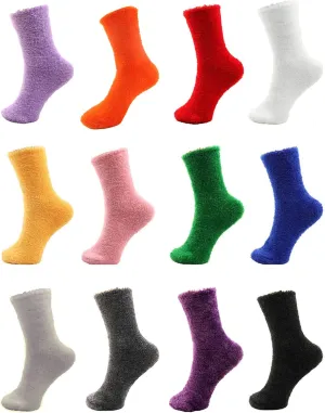 BambooMN Super Soft Extra Large Feather Light Comfy Fun Fuzzy Home Socks - Variety of Colors