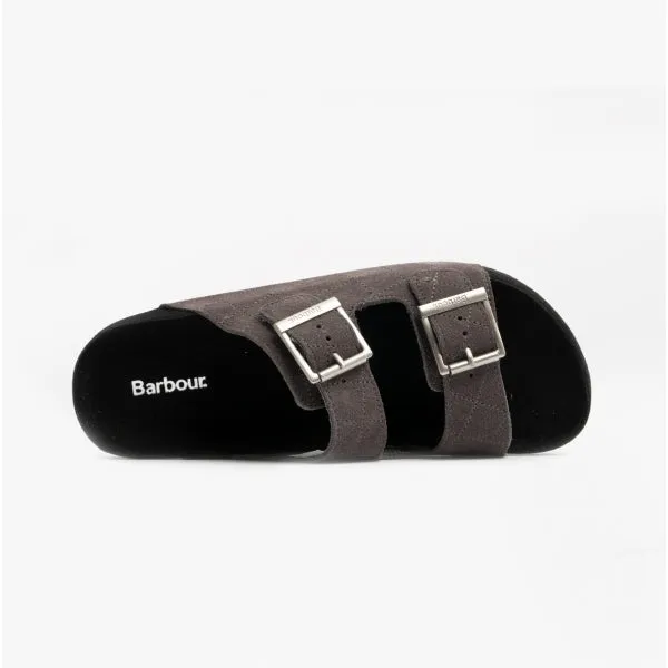 Barbour EDDIE Mens Suede Mule Slippers Dark Grey
