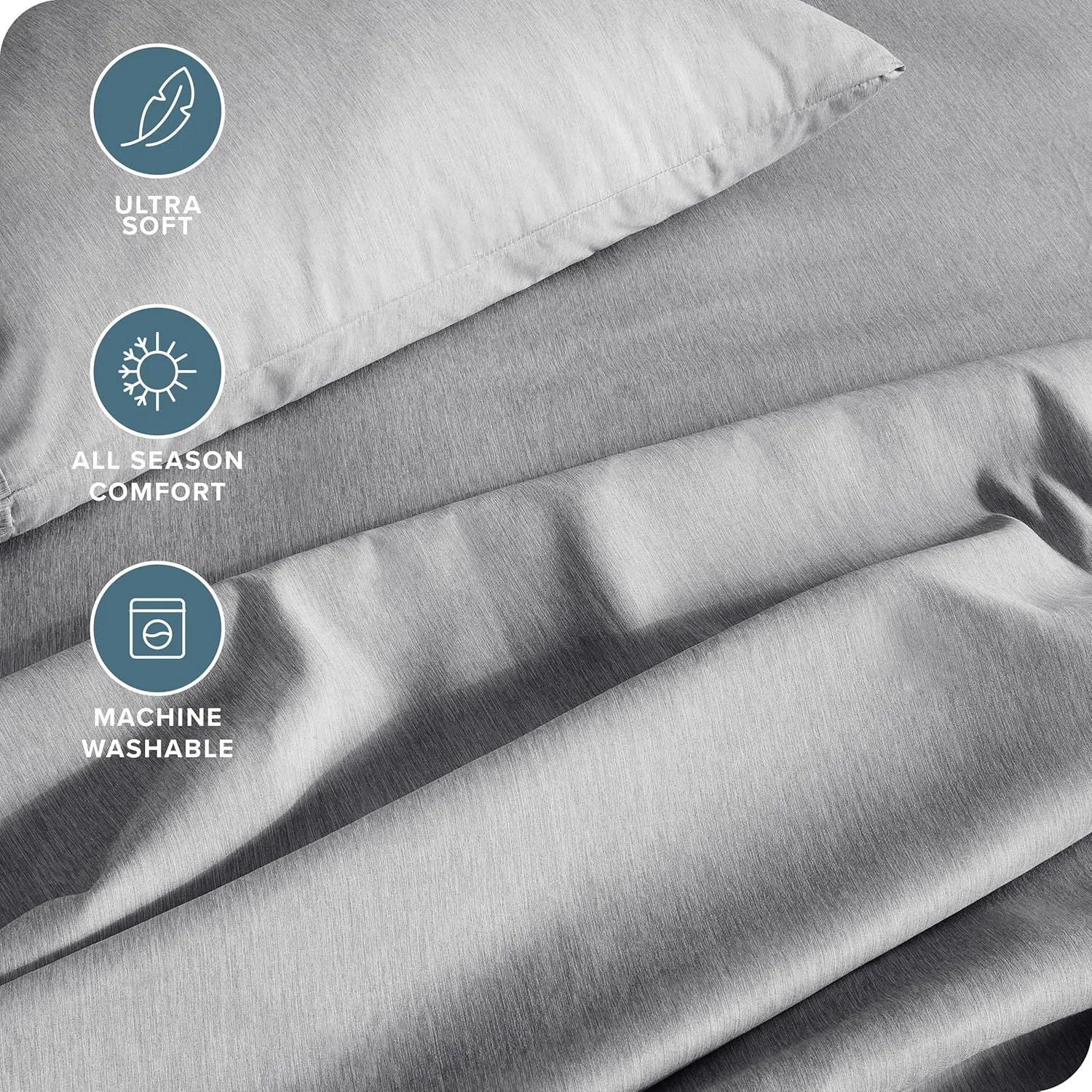 Bare Home Queen Sheet Set - Luxury 1800 Ultra-Soft Microfiber Bed Sheets - Double Brushed - Deep Pockets - Easy Fit - 4 Piece Set - Bedding Sheets & Pillowcases (Queen, Heathered Charcoal)