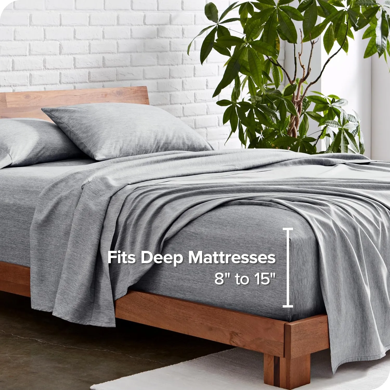 Bare Home Queen Sheet Set - Luxury 1800 Ultra-Soft Microfiber Bed Sheets - Double Brushed - Deep Pockets - Easy Fit - 4 Piece Set - Bedding Sheets & Pillowcases (Queen, Heathered Charcoal)