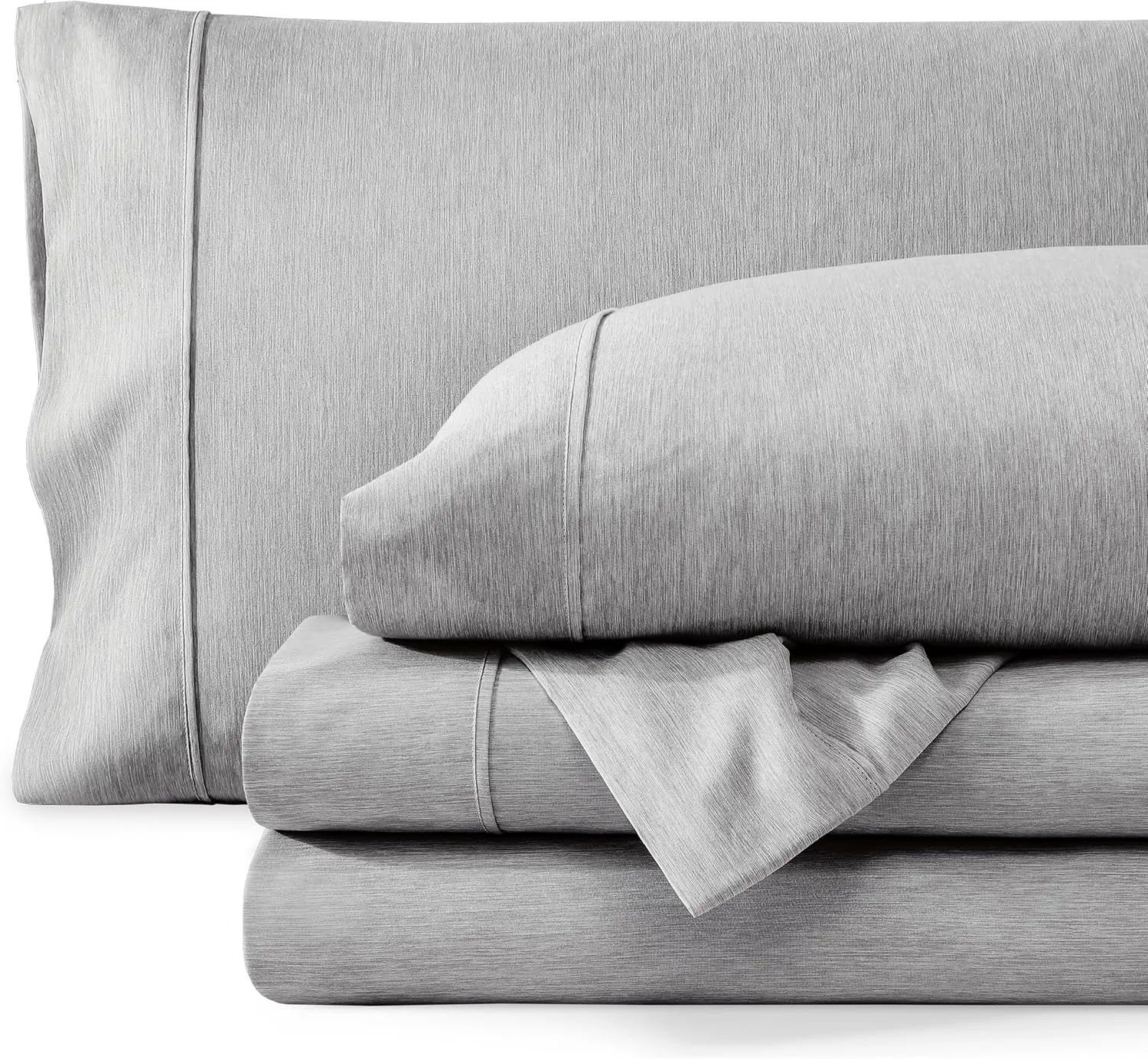 Bare Home Queen Sheet Set - Luxury 1800 Ultra-Soft Microfiber Bed Sheets - Double Brushed - Deep Pockets - Easy Fit - 4 Piece Set - Bedding Sheets & Pillowcases (Queen, Heathered Charcoal)