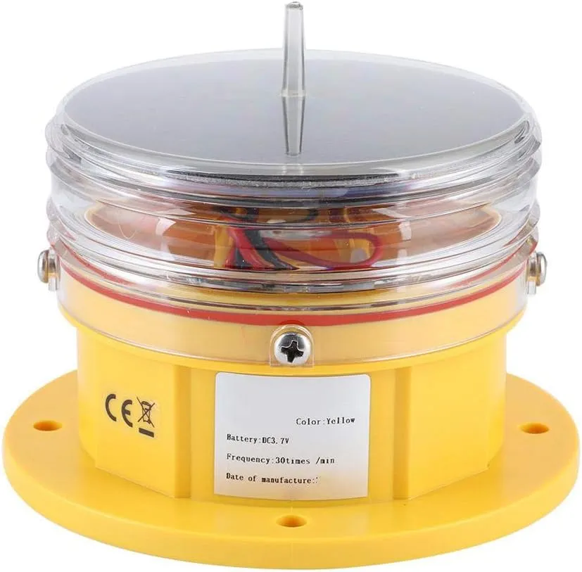 Barge Safety Beacon Light, 360° Horizontal Lighting Solar Power Sidelight, IP68 Waterproof Boat Beacon Flashing Light for Ship Marine Dock Barging