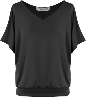 Batwing Tops for Women – Oversized Casual T-Shirt with Banded Waist