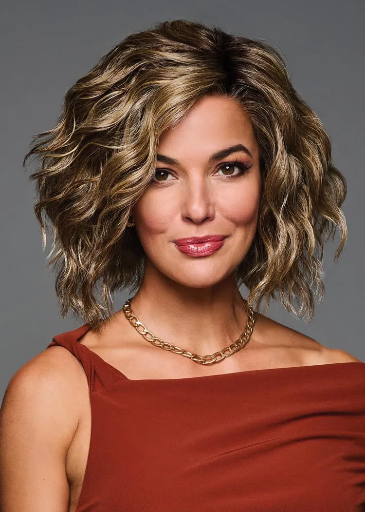 Beaming Beauty Mid-Length Layered Beach Waves Wig by Hairuwear, Average Cap, GF14-22SS Wheat
