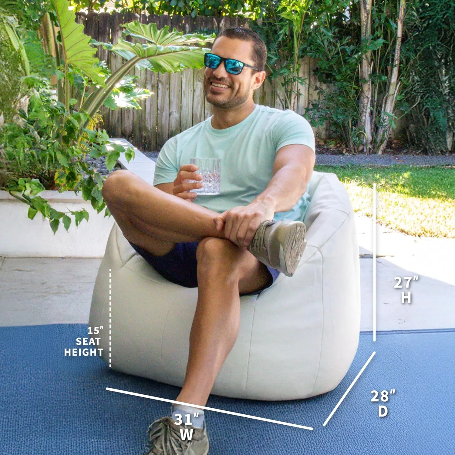 Big Joe Milano Outdoor Beanbag Chair White Marine