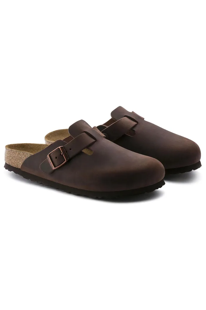 Birkenstock Boston Soft Footbed Regular Width in  Oiled Leather Habana